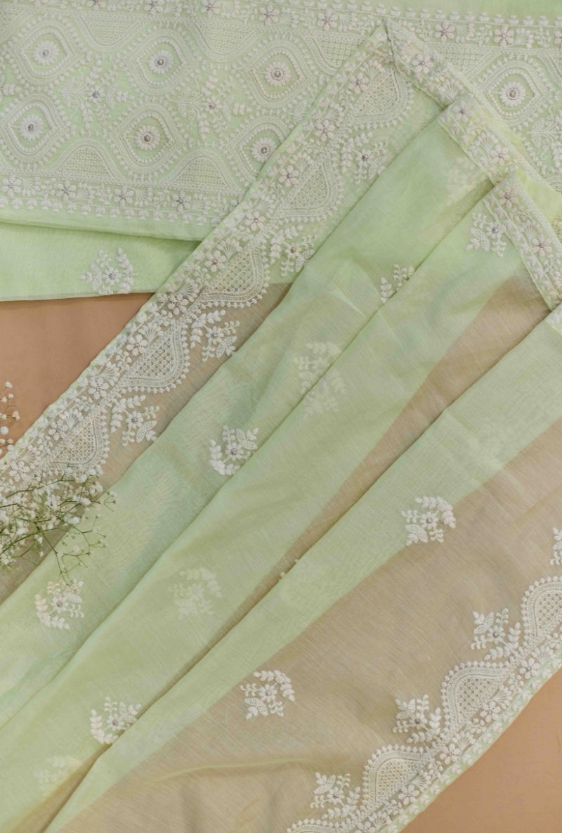 Lucknowi Embroidery Unstitched Suit Set
