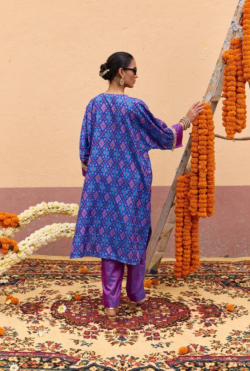 Blue Ikat Oorja Kaftan Set