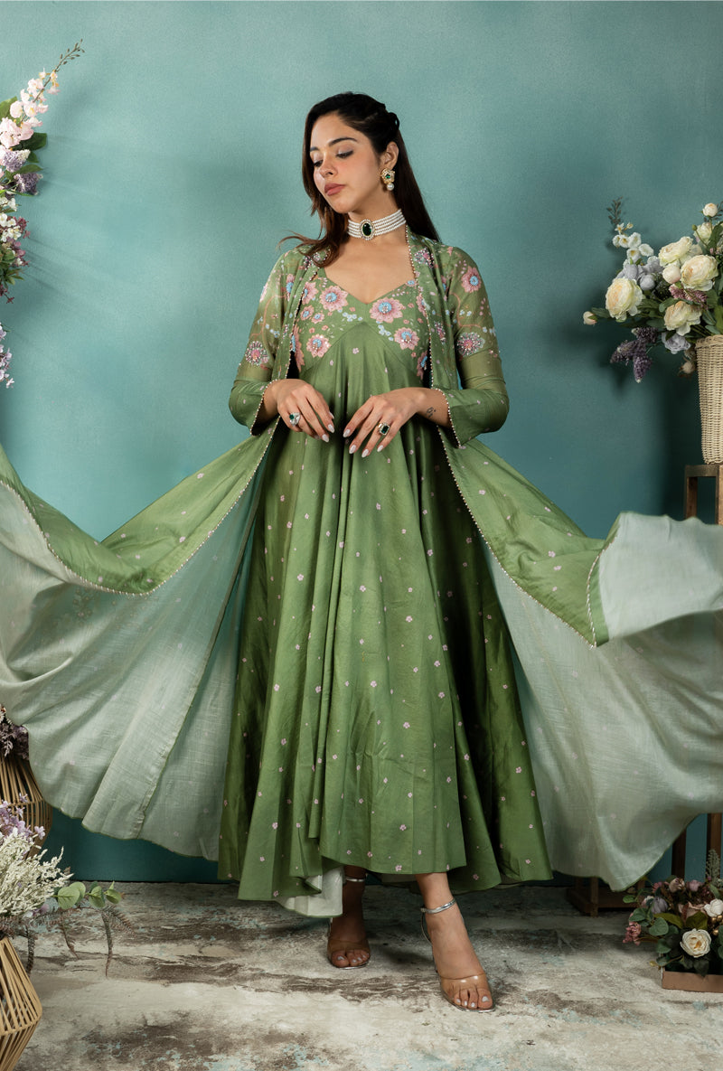 Dark Green Mughal Made In Heaven Jacket Set