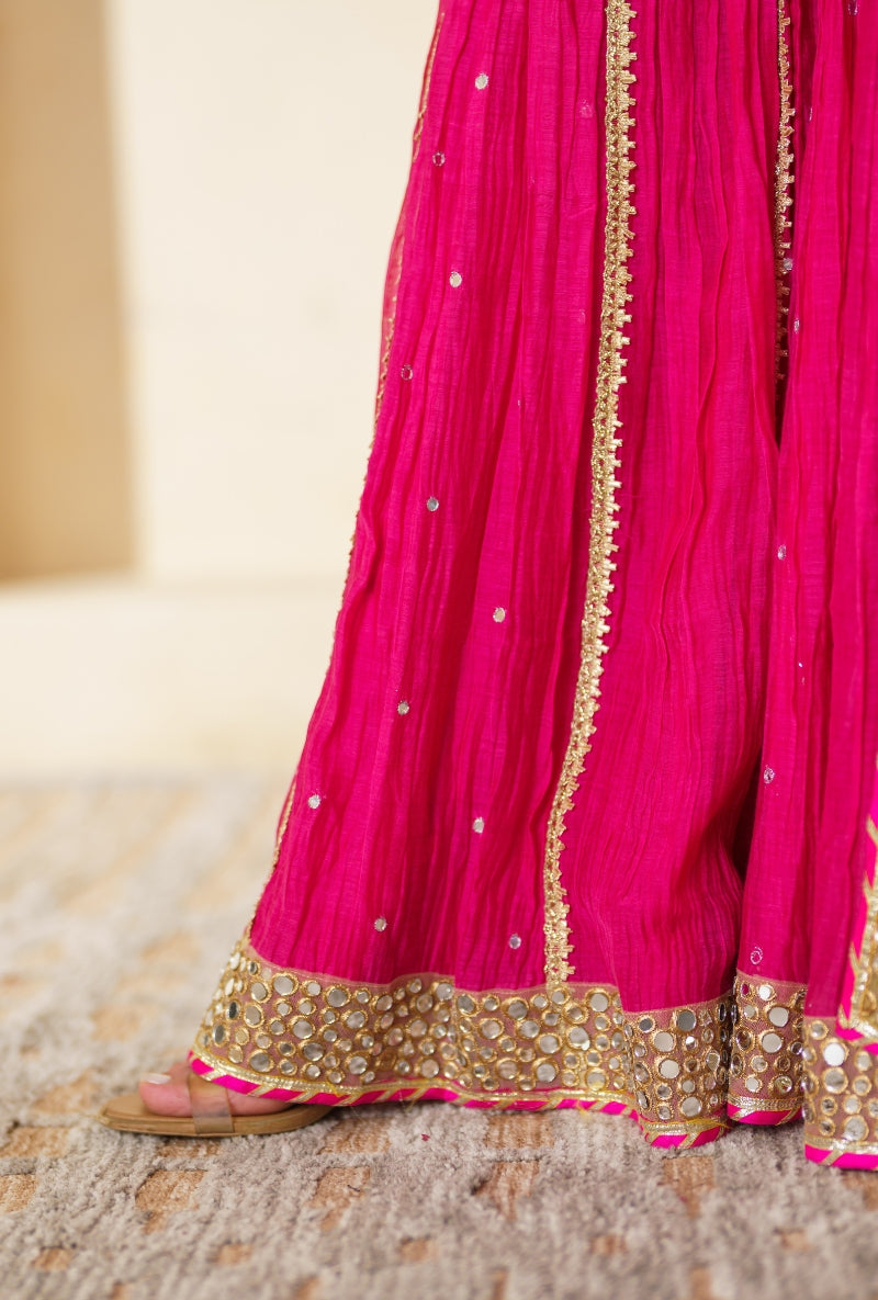 Lime Green Elephnat Motif Nargis Gharara Set