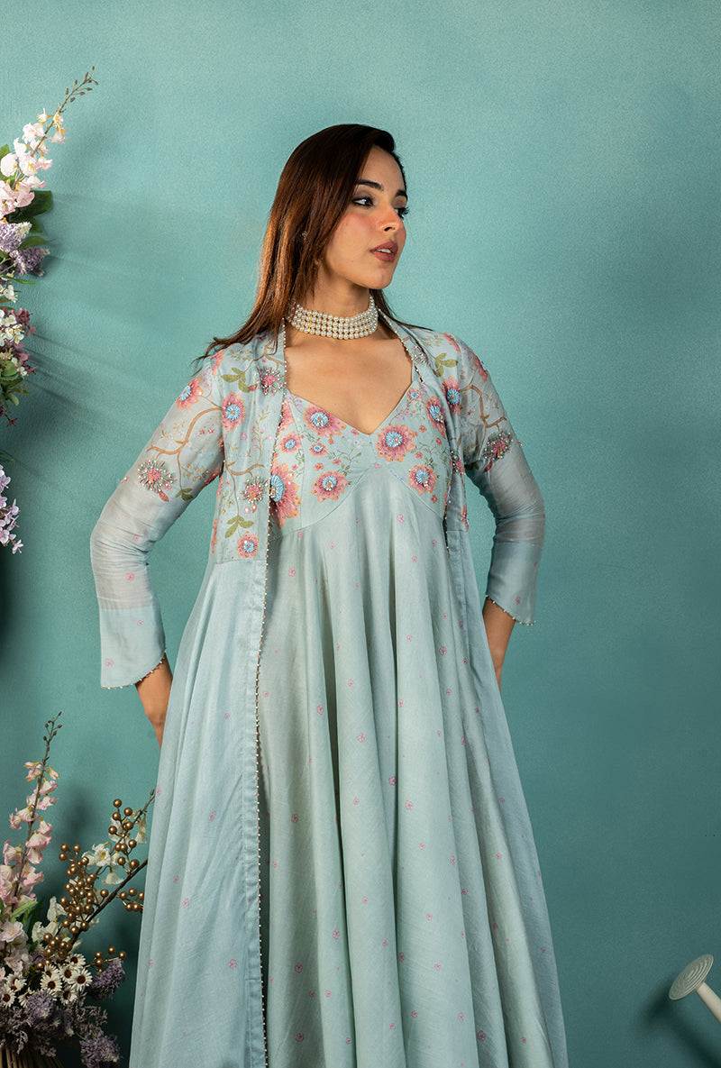 Blue Mughal Made In Heaven Jacket Set