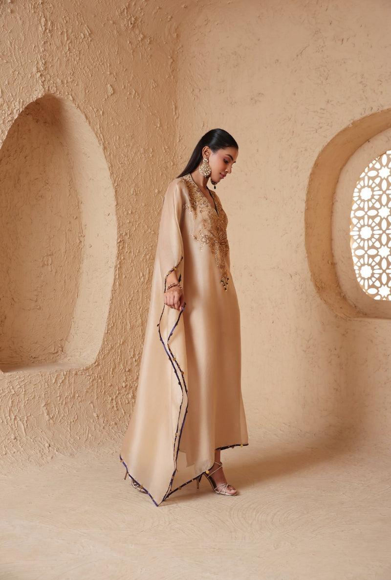 Ivory Heavy Yoke Nihira Kaftan Set