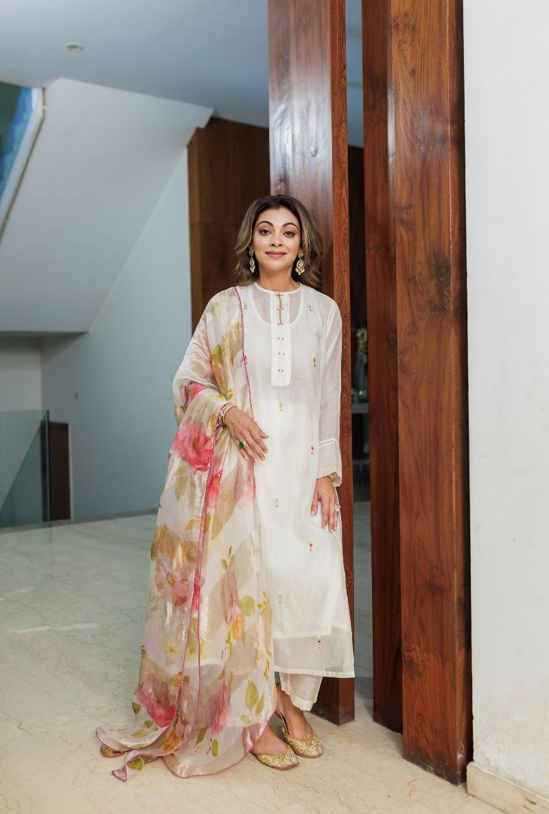 Meghna Nayyar in Ivory Pearl and Jewels Embroidered Prisha Kurta Set