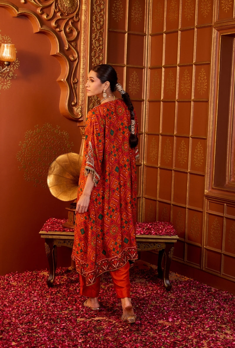 Orange Hand Embroidered Oorja Kaftan Set