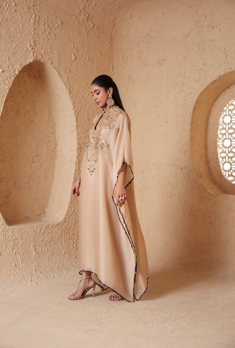 Ivory Heavy Yoke Nihira Kaftan Set
