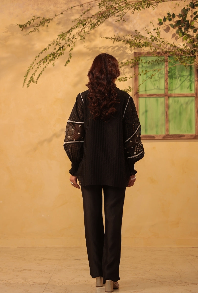 Black V Neck Saaz Co-Ord Set