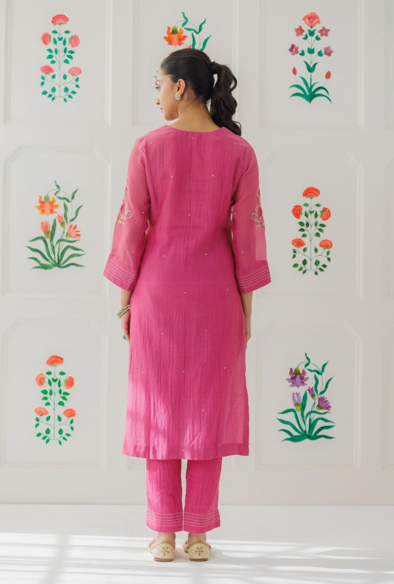 Mauve Pitta Work Yoke Baani Kurta Set