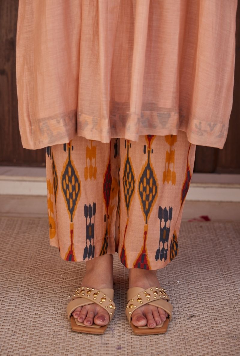 Rose Pink Anaar Butta Embroidered Yoke Maeri Kurta Set