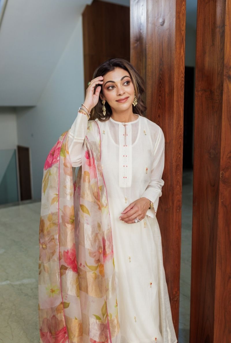 Meghna Nayyar in Ivory Pearl and Jewels Embroidered Prisha Kurta Set