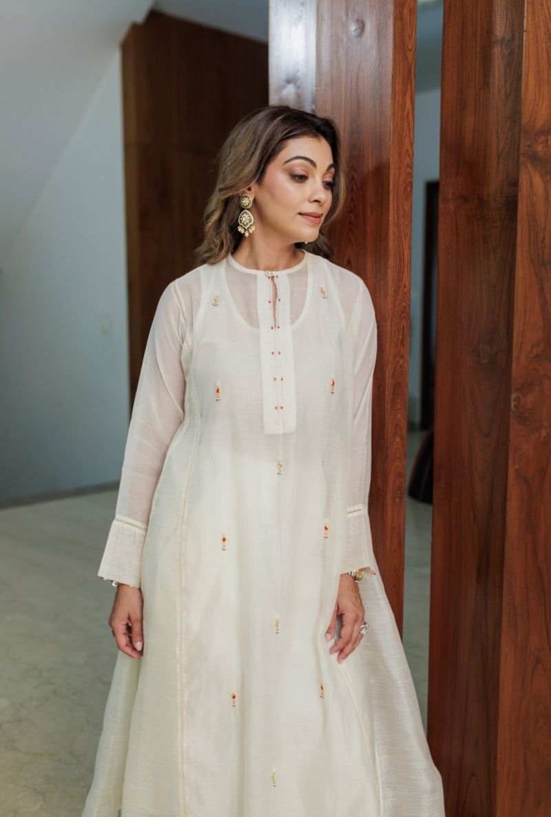 Meghna Nayyar in Ivory Pearl and Jewels Embroidered Prisha Kurta Set