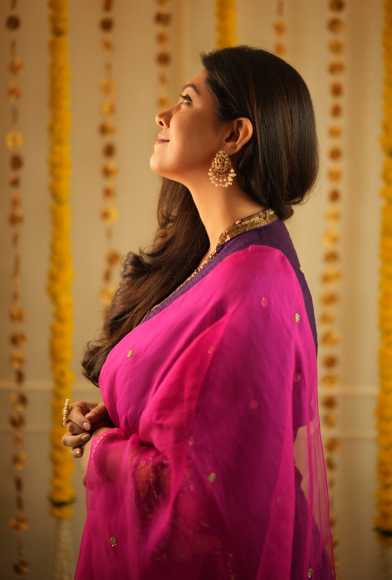 Eka Lakhani In Purple Mughal Jaal Heavy Sleeve Ulfat Kurta Set