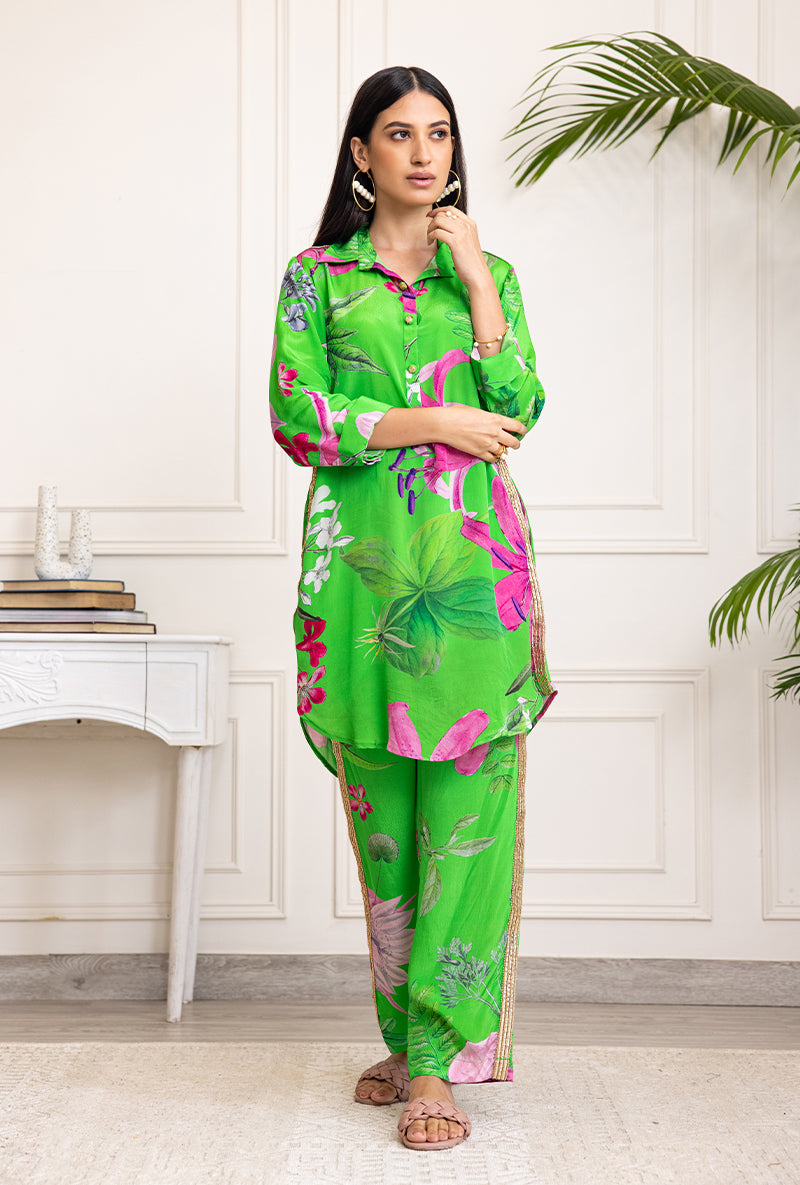 Emerald Green Printed Soha Co-ord Set