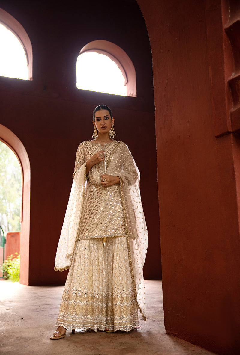 Ivory Sequin And Jaal Hoor 3.0 Gharara Set