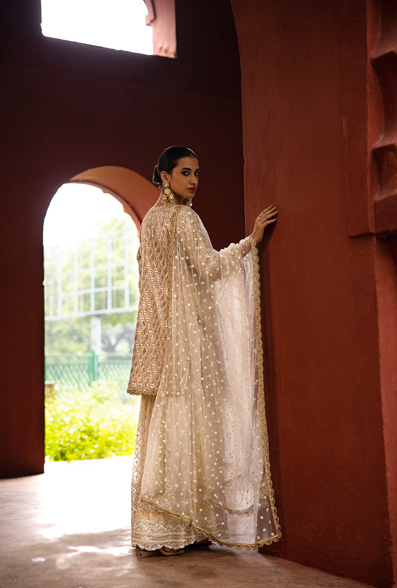 Ivory Sequin And Jaal Hoor 3.0 Gharara Set