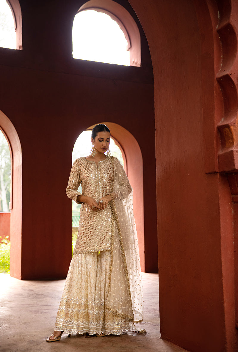 Ivory Sequin And Jaal Hoor 3.0 Gharara Set