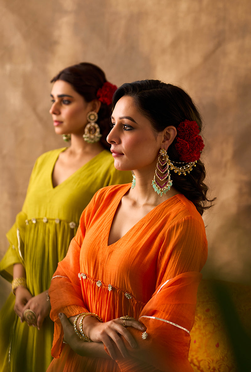 Orange Gota Gota Work Khwaab Kurta Set