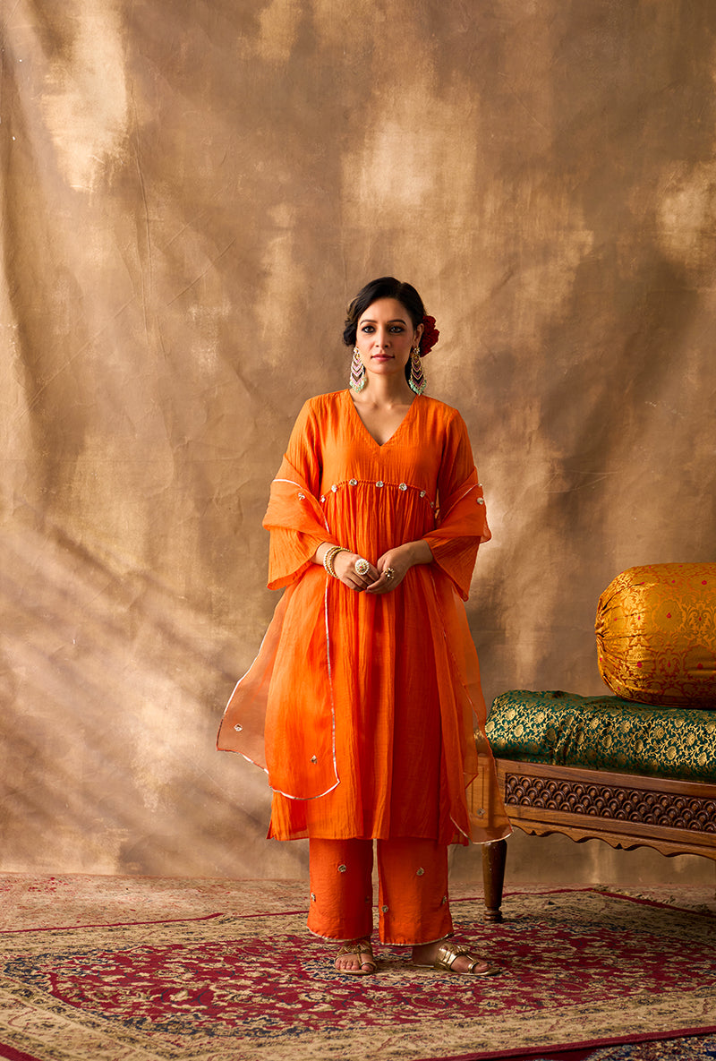 Orange Gota Gota Work Khwaab Kurta Set