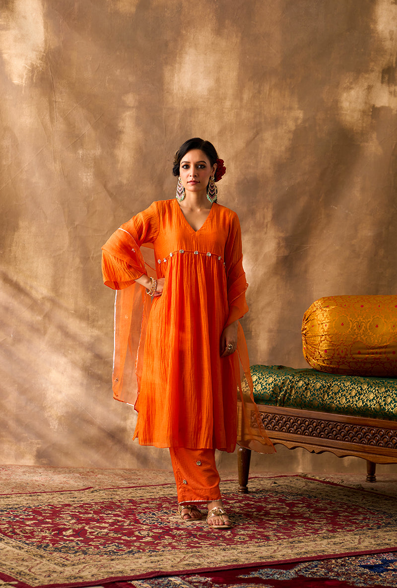 Orange Gota Gota Work Khwaab Kurta Set
