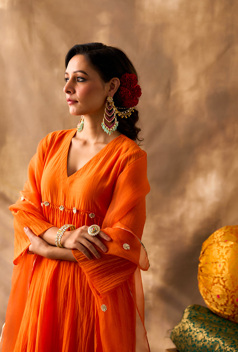 Orange Gota Gota Work Khwaab Kurta Set