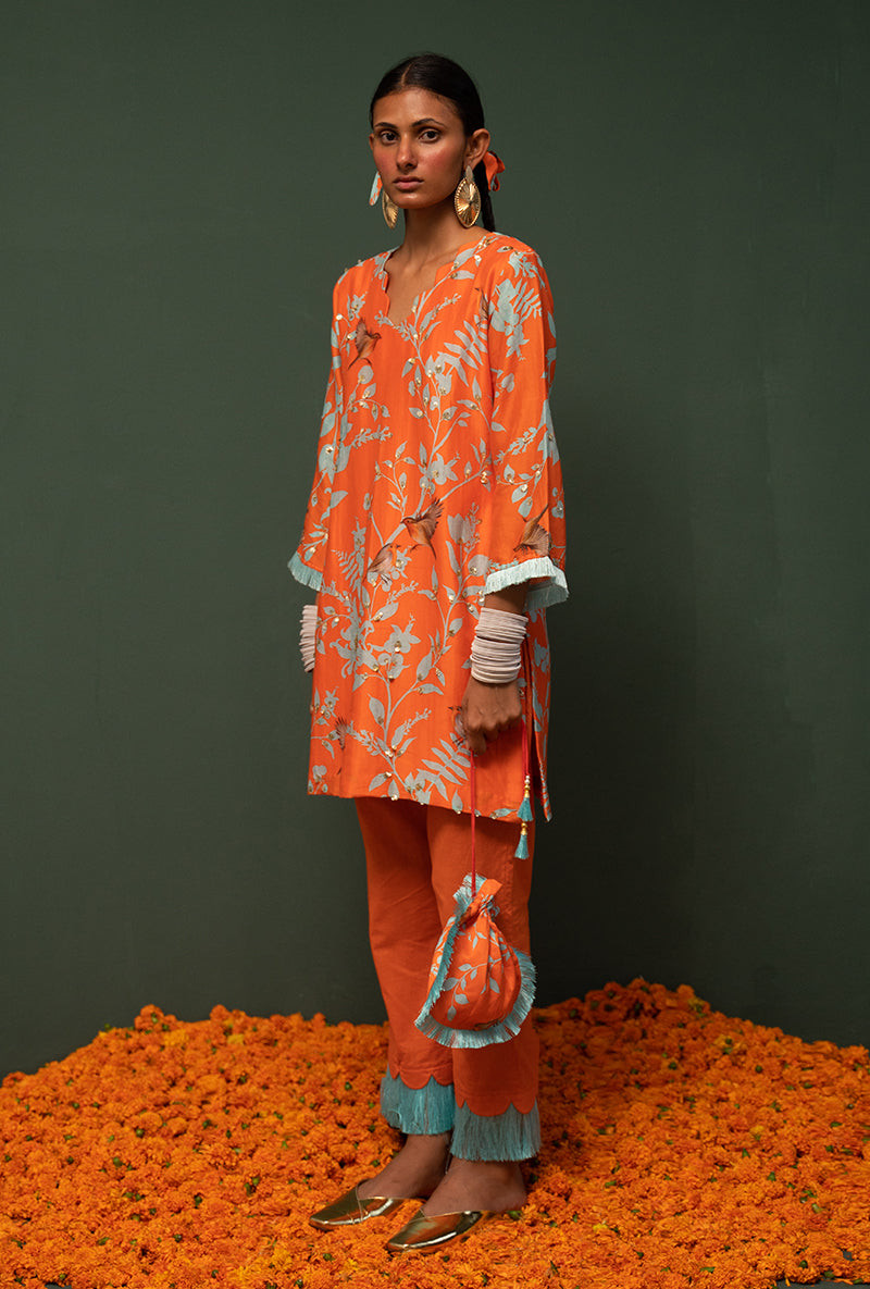 Orange Short Sasha Kurta Set