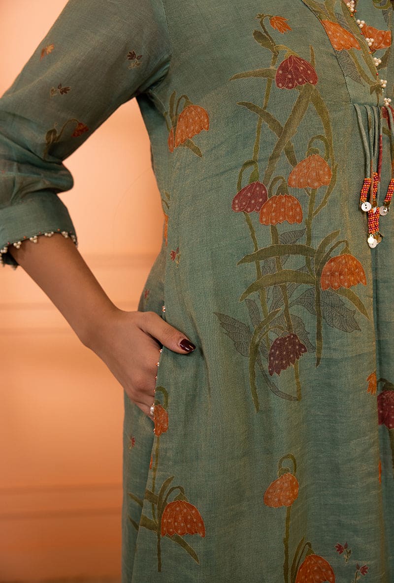 Mehal Kejriwal In Teal Blue High Collar Sia Kurta Set