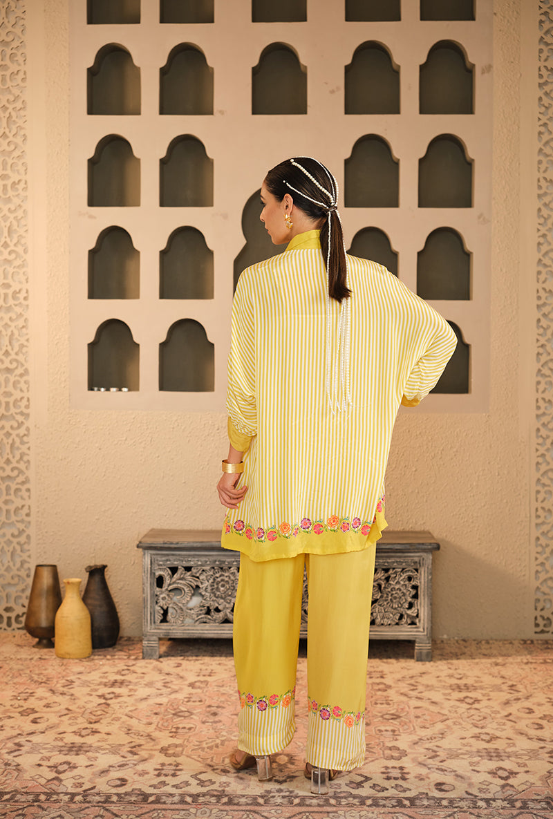 Yellow Floral Chintz Kaftaan Style Goonj Co-Ord Set