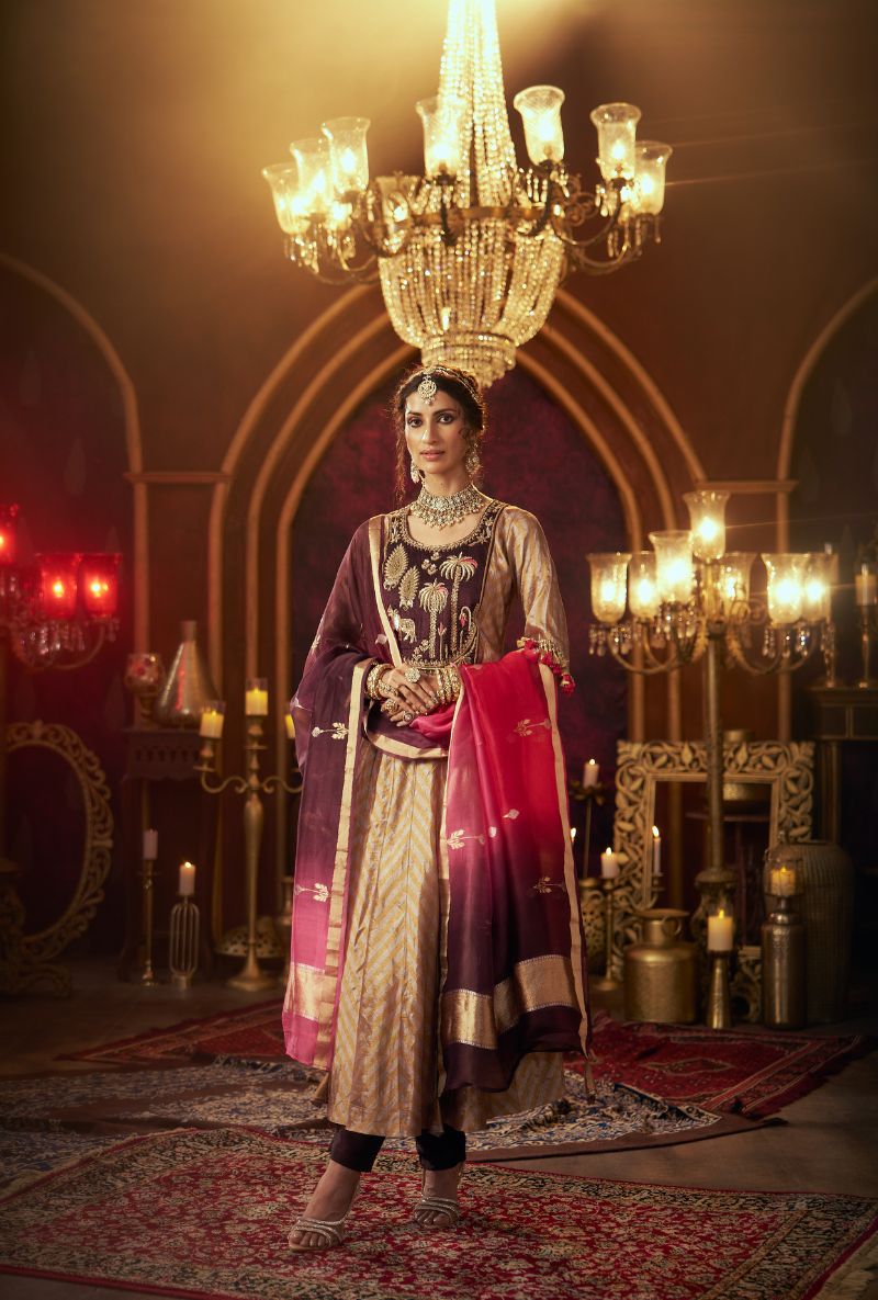 Wine Nandi Yoke Kainaat 2.0 Anarkali Set
