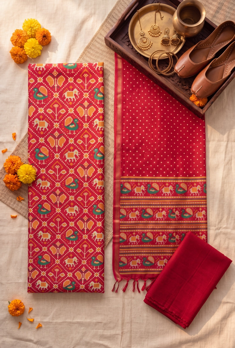 Patola Print All Over Unstitched Suit Set