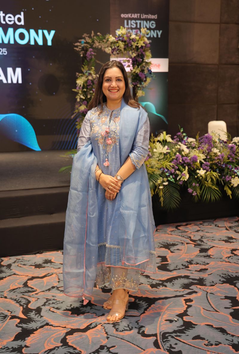 Madhuri Grover in French Blue Applique Layered Nazam Kurta Set