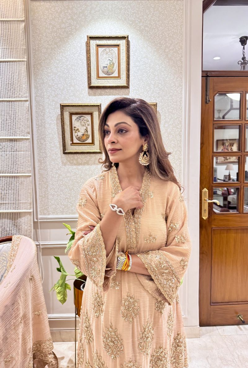 Meghna Nayyar in Light Punk Bell Sleeve Nadira Farshi Salwar Set