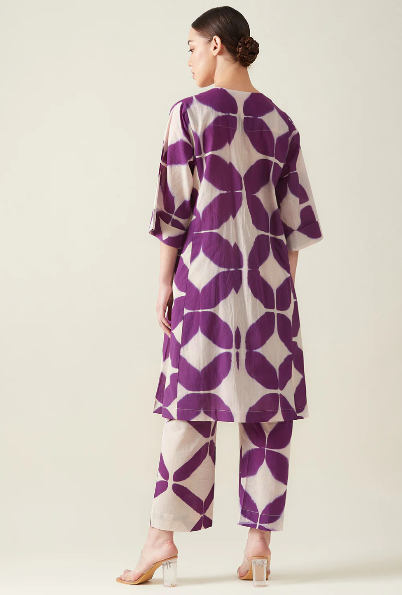 Meghna Nayyar Purple Clamp Dye Embroidered Love Letters Co-Ord Set