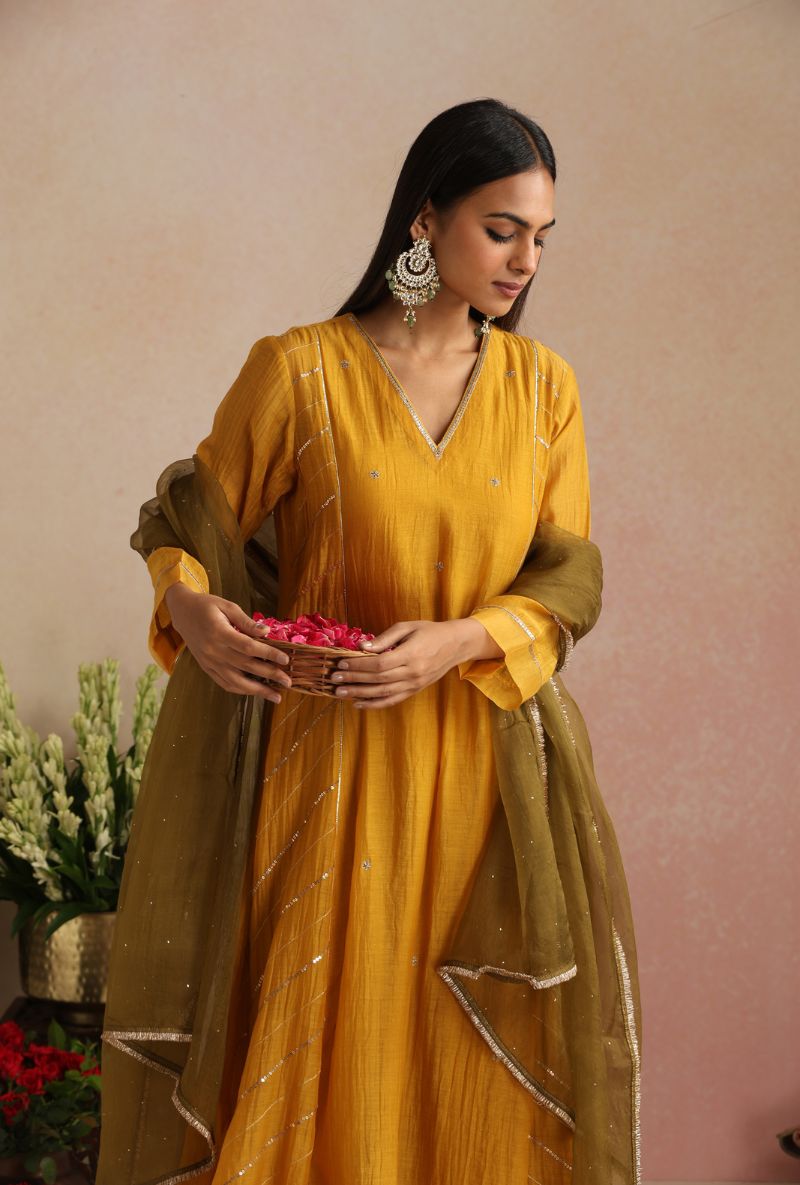Mustard Dabka Itrh Kurta Set