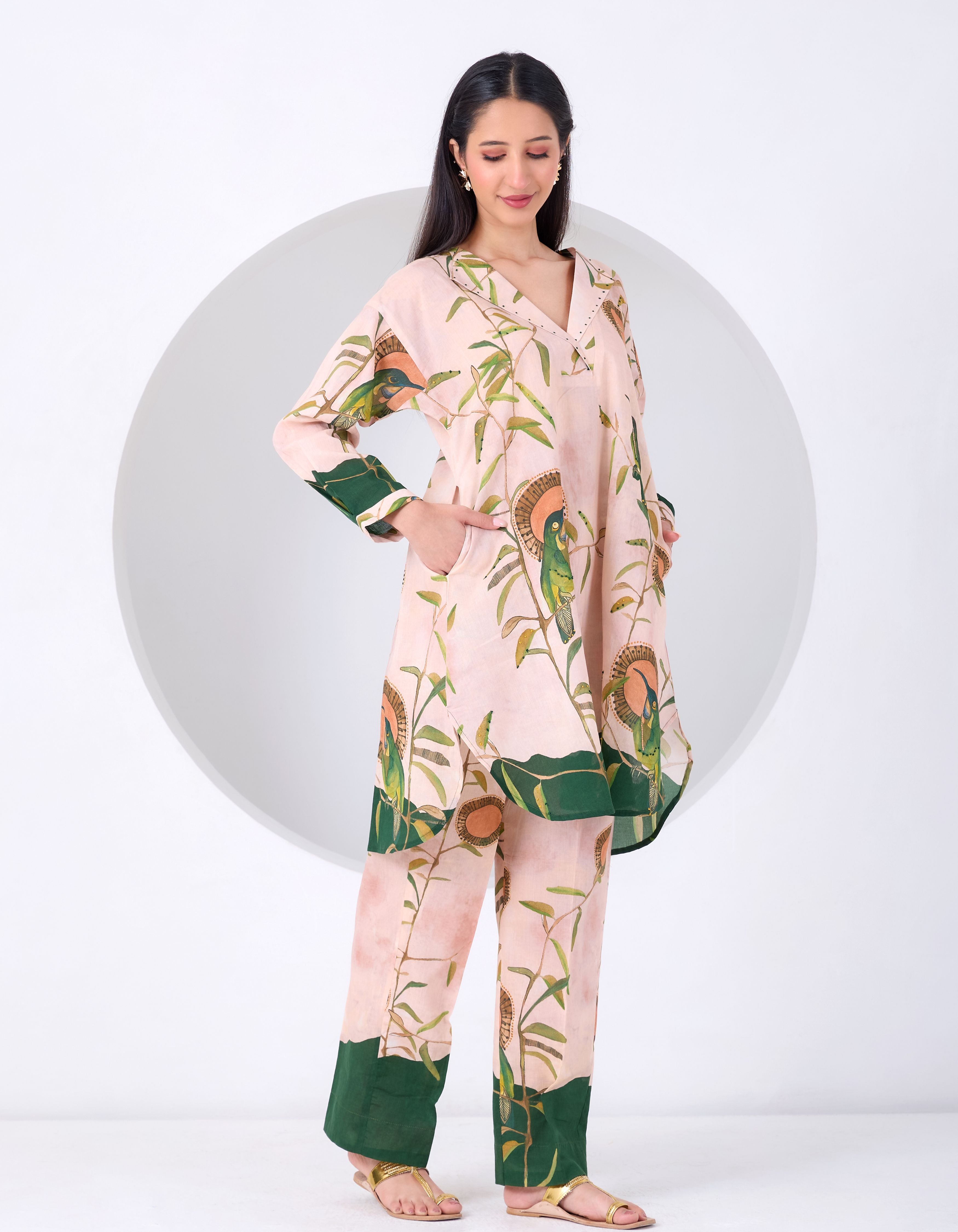 Peach Montane Bird June Kurta Set