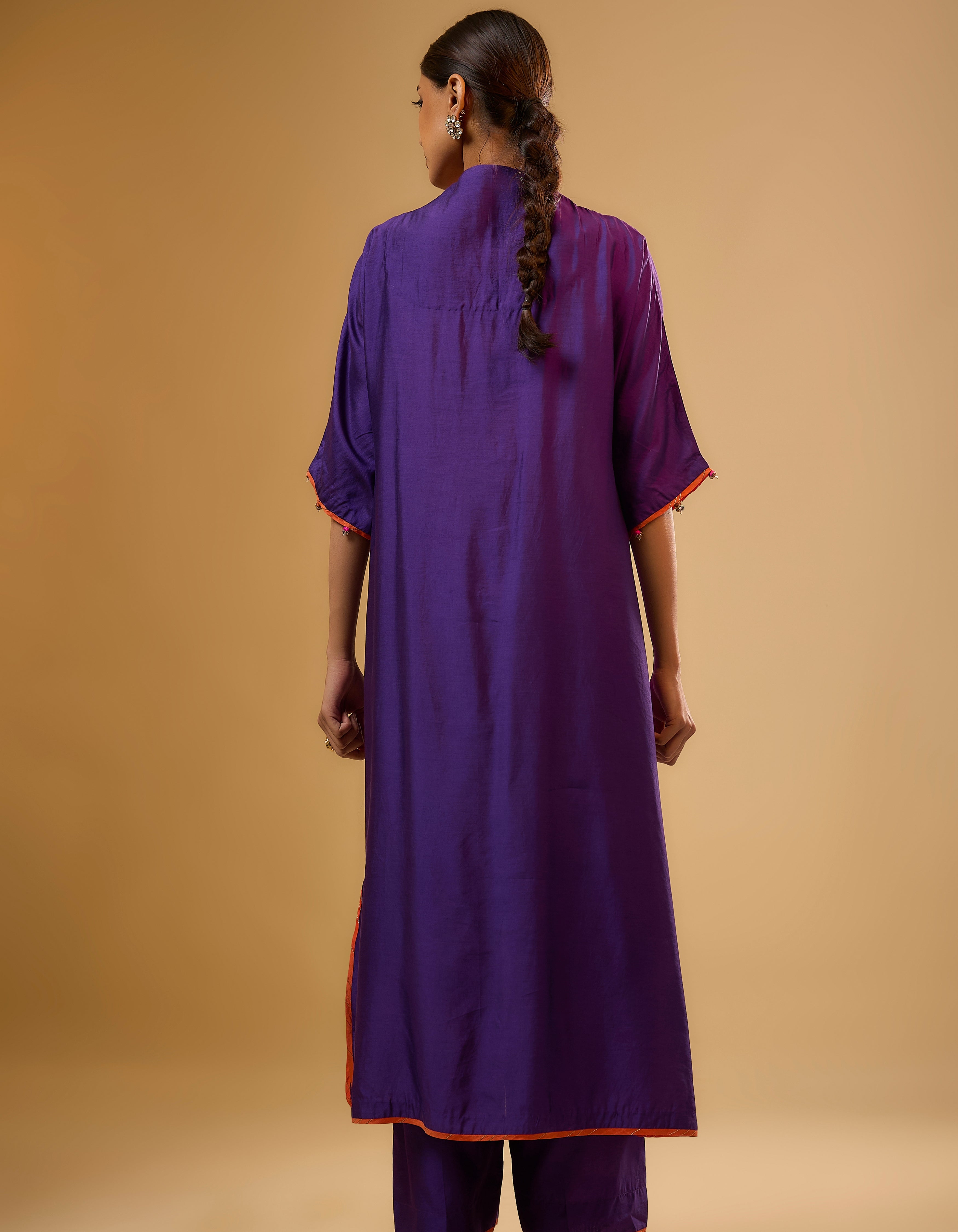 Purple Dori Yoke Rani Kurta Set