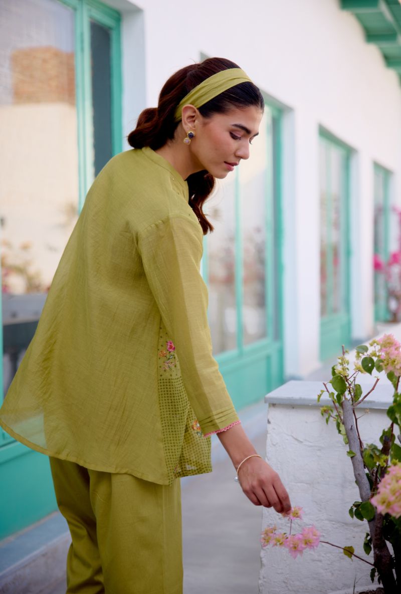 Green Front Gather Vaidehi Co-ord Set