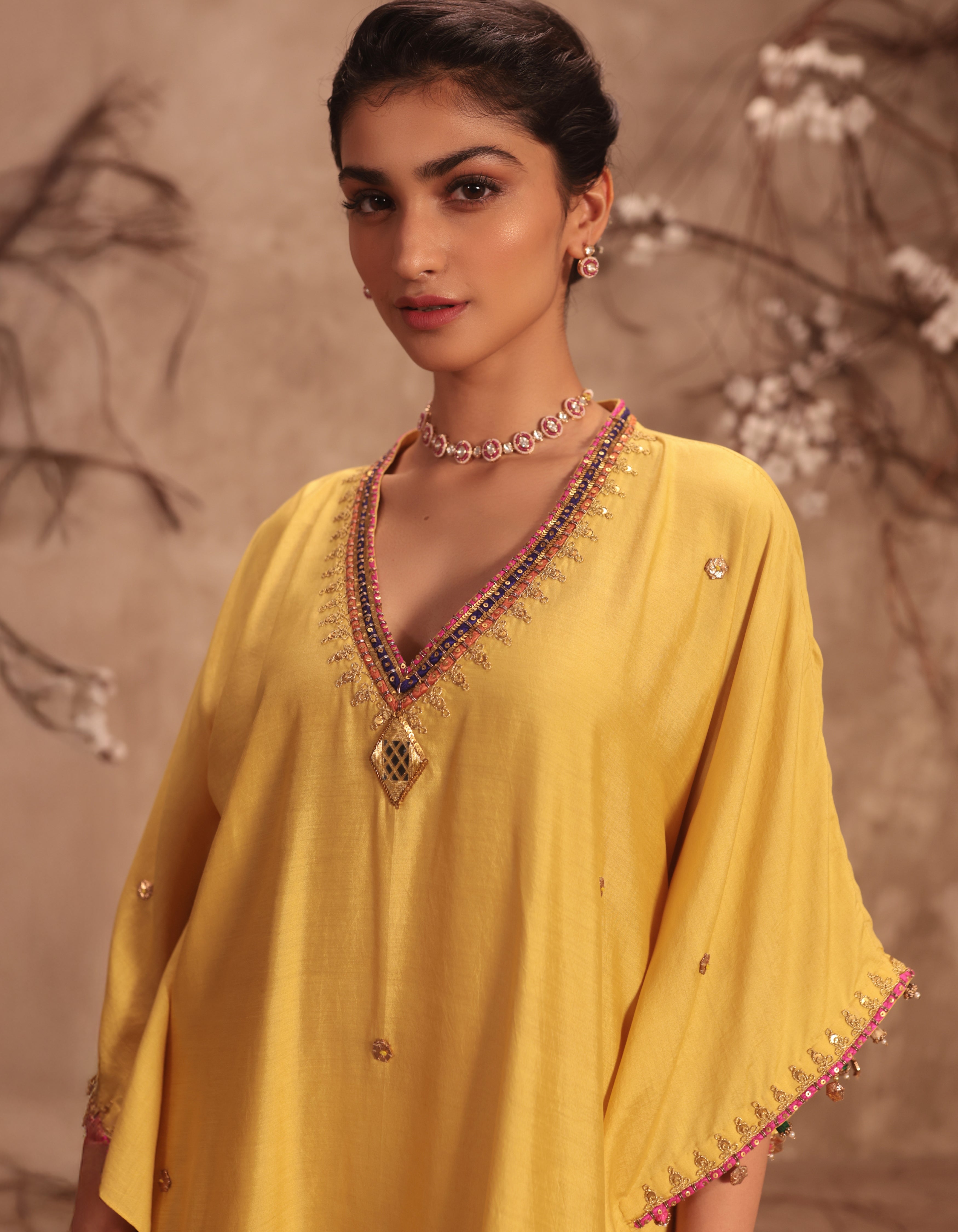 Dark Yellow Rani Kaftan Set