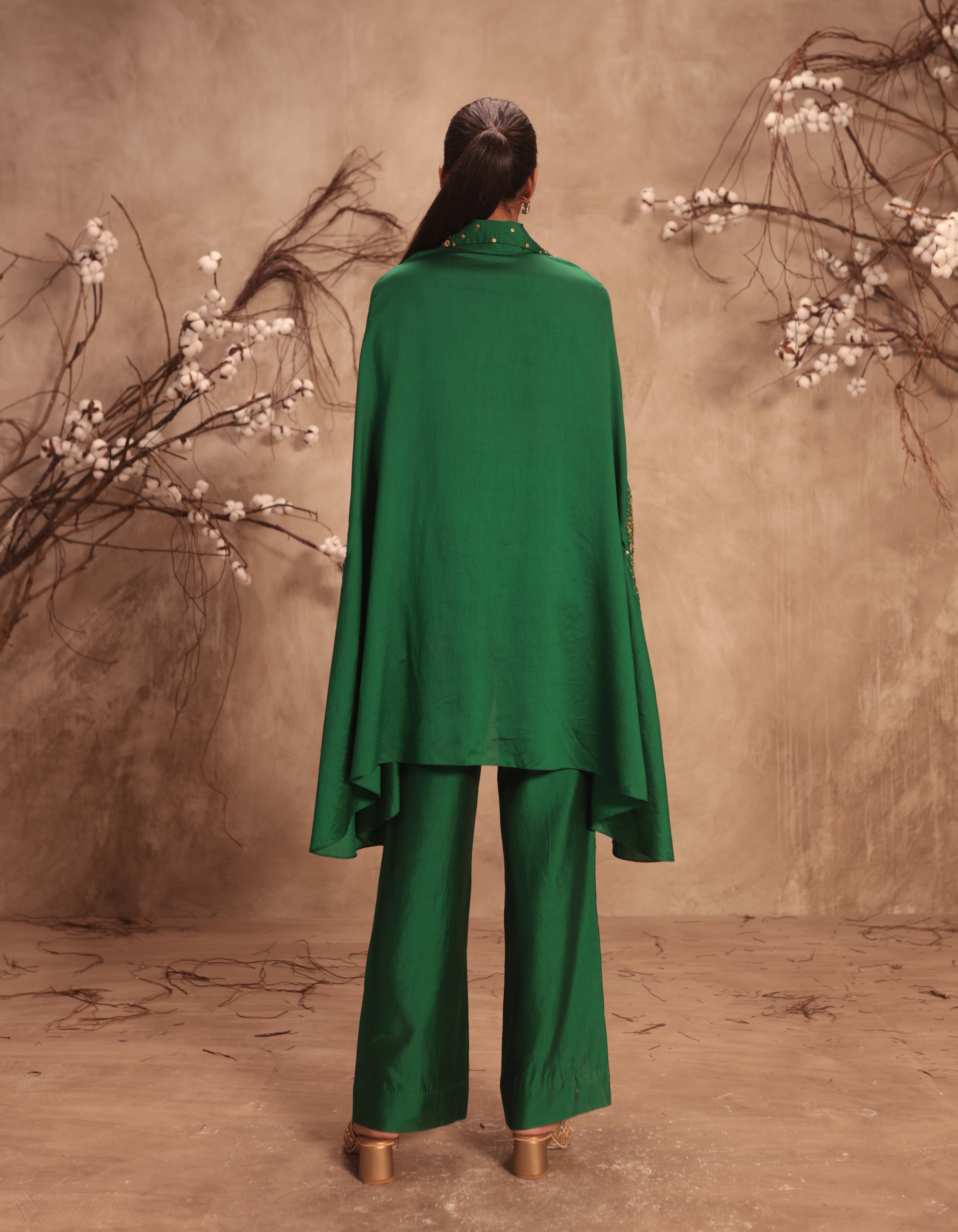 Green Cape Rani Co-ord Set