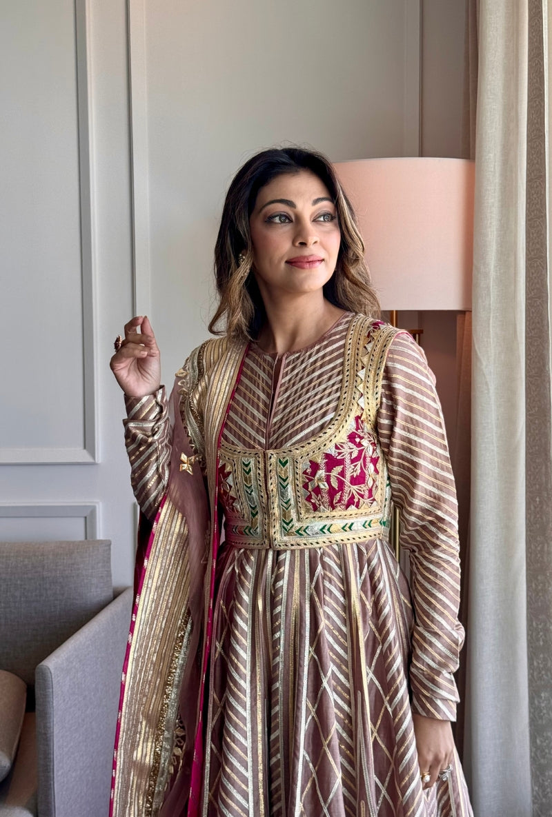 Meghna Nayyar in Socialite Rose Gota Anarkali Jacket Set