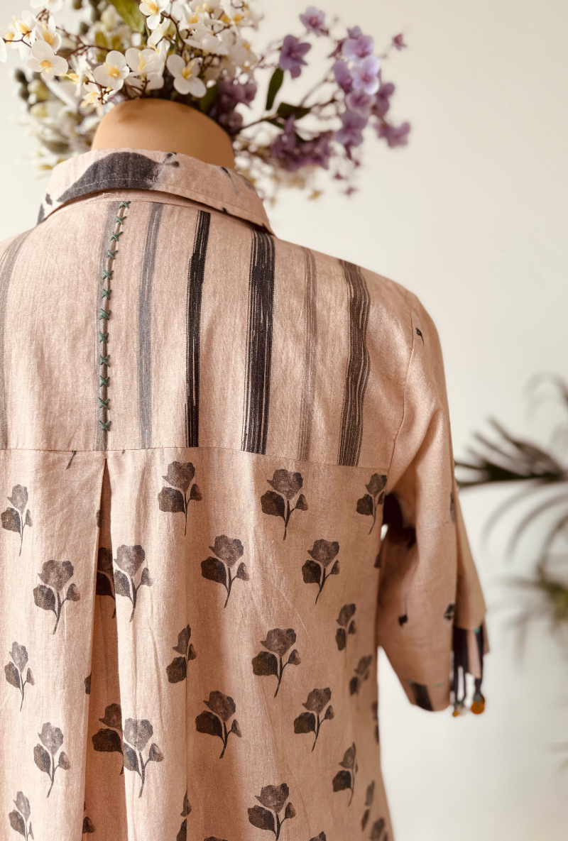 Beige All Over Eco Print Co-Ord Set