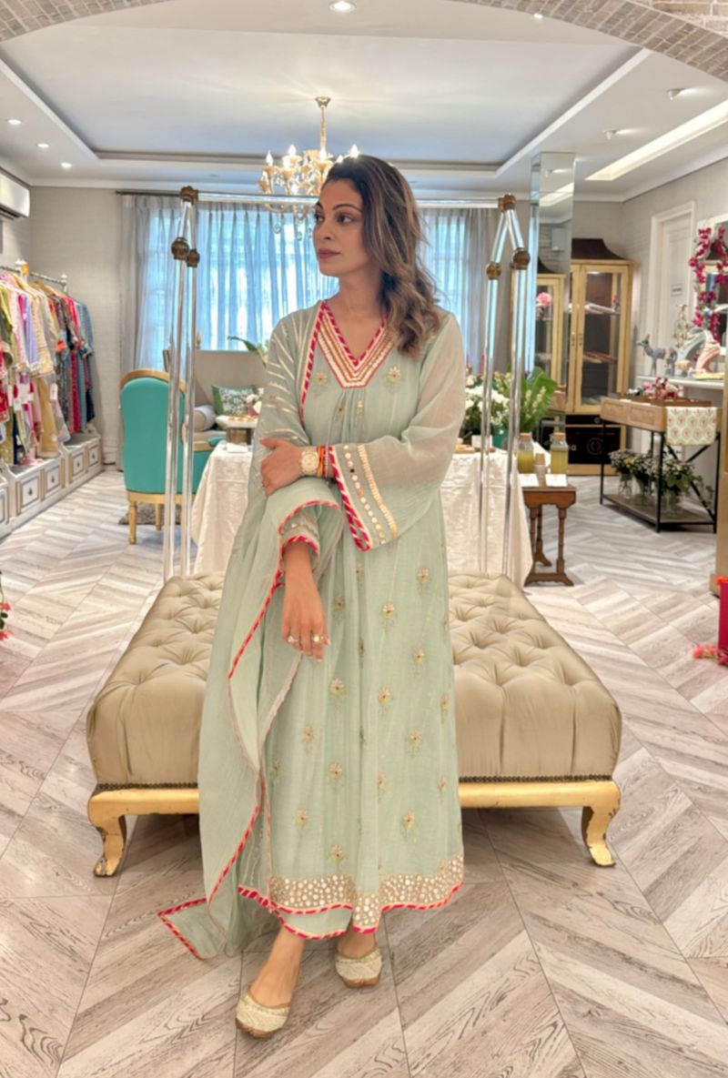 Meghna Nayyar in Aqua Gota & Resham Buti Morbagh Kurta Set