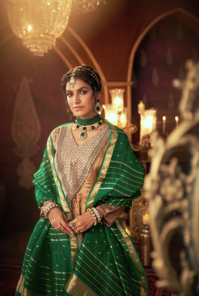 Metallic Hand Embroidered Yoke Kainaat 2.0 Anarkali Set
