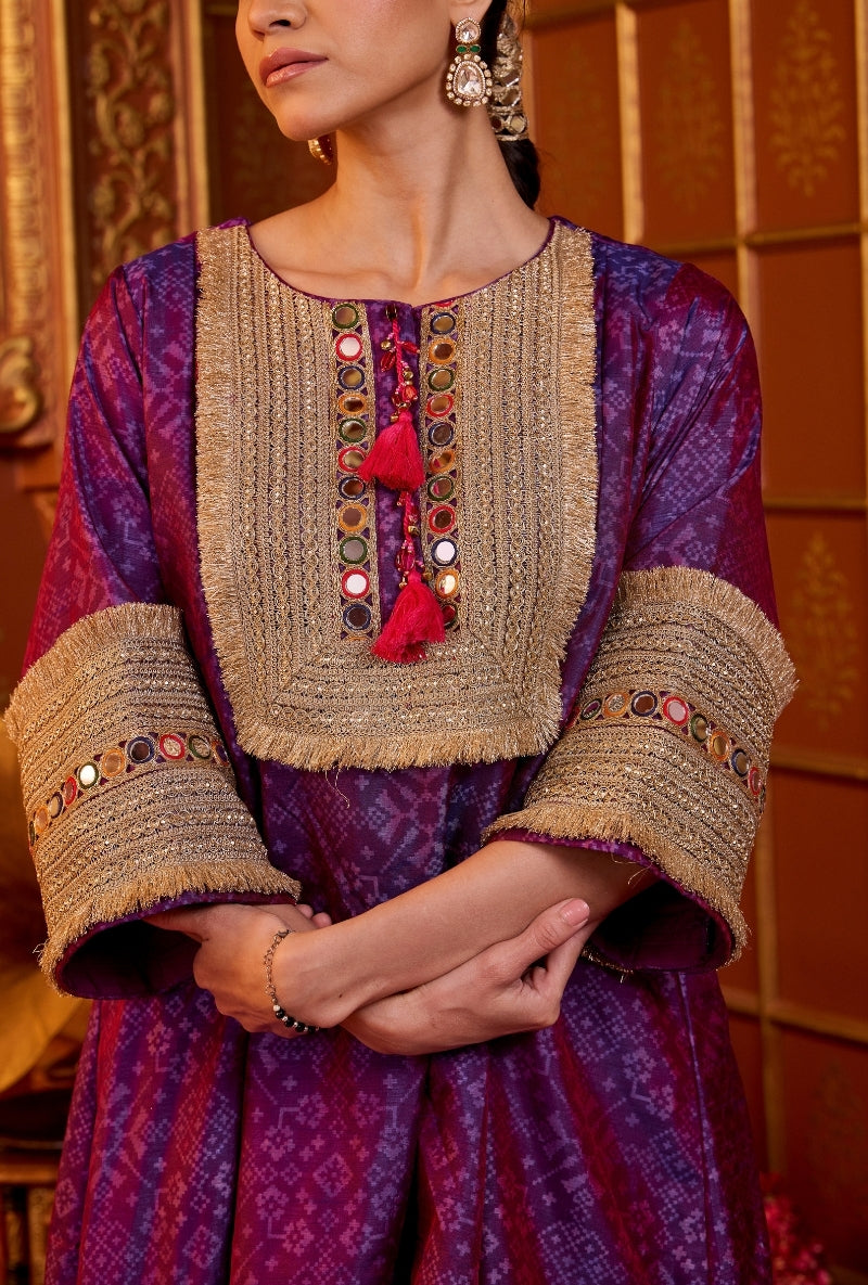 Purple Embroidered Yoke Oorja Salwar Set