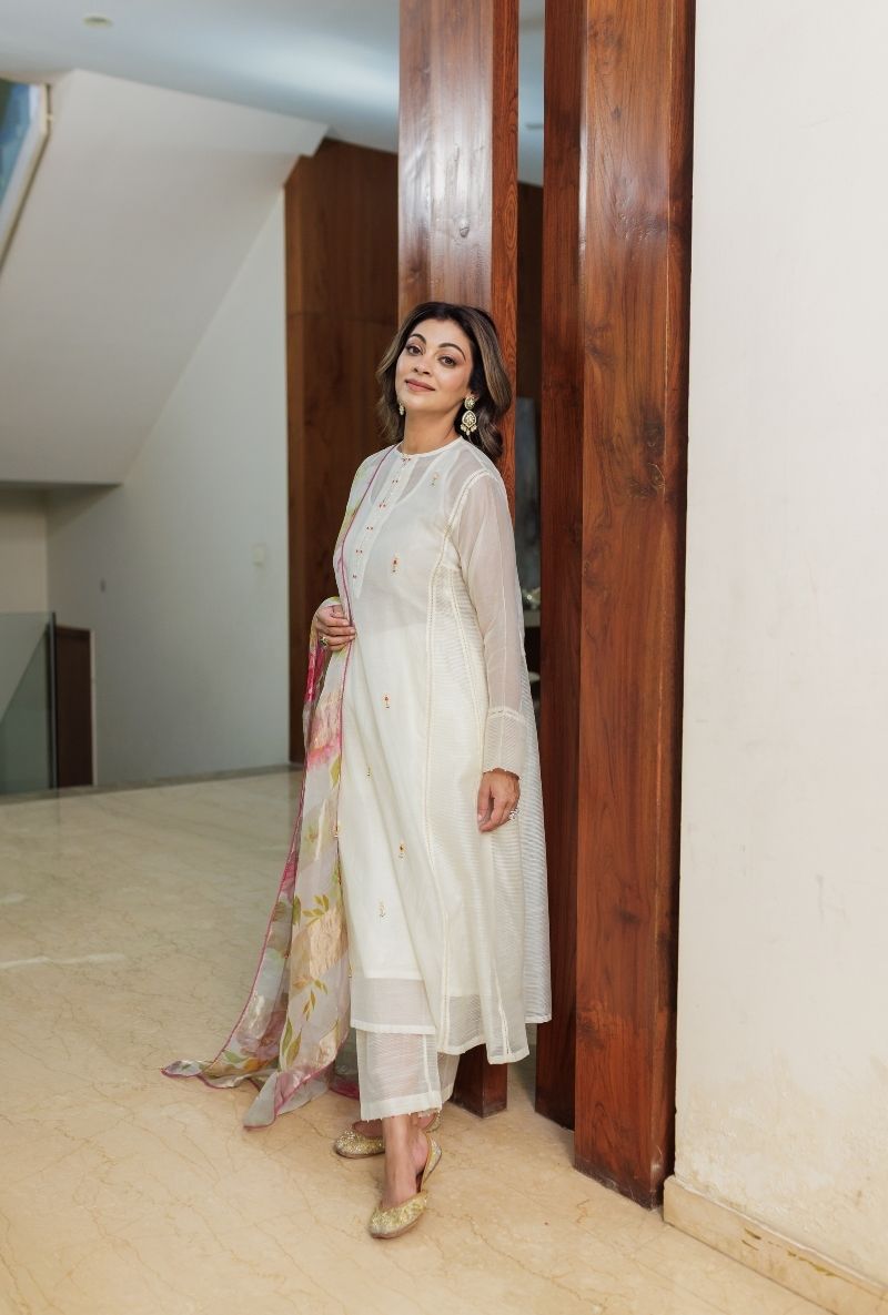 Meghna Nayyar in Ivory Pearl and Jewels Embroidered Prisha Kurta Set