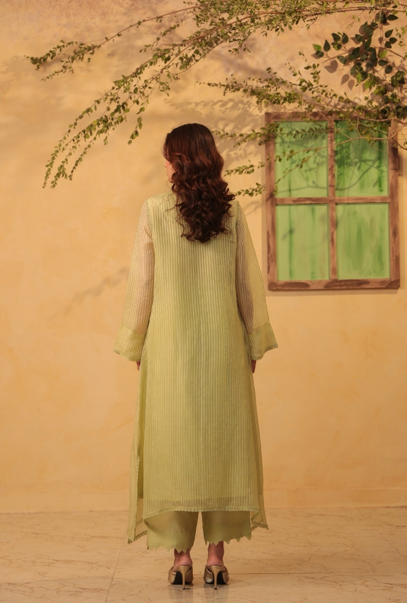 Green Applique Yoke Saaz Kurta Set