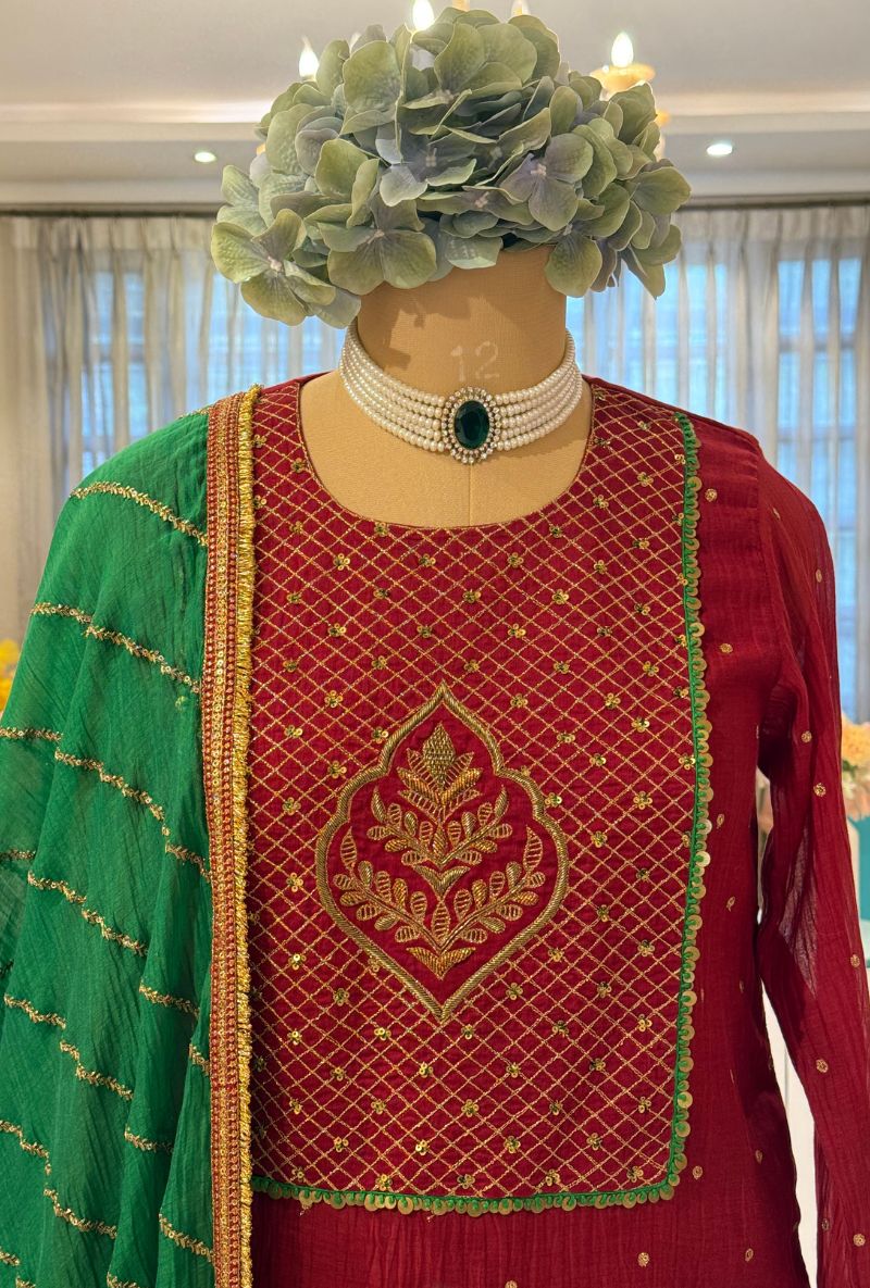 Red Jal Yoke Kashni Gharara Set