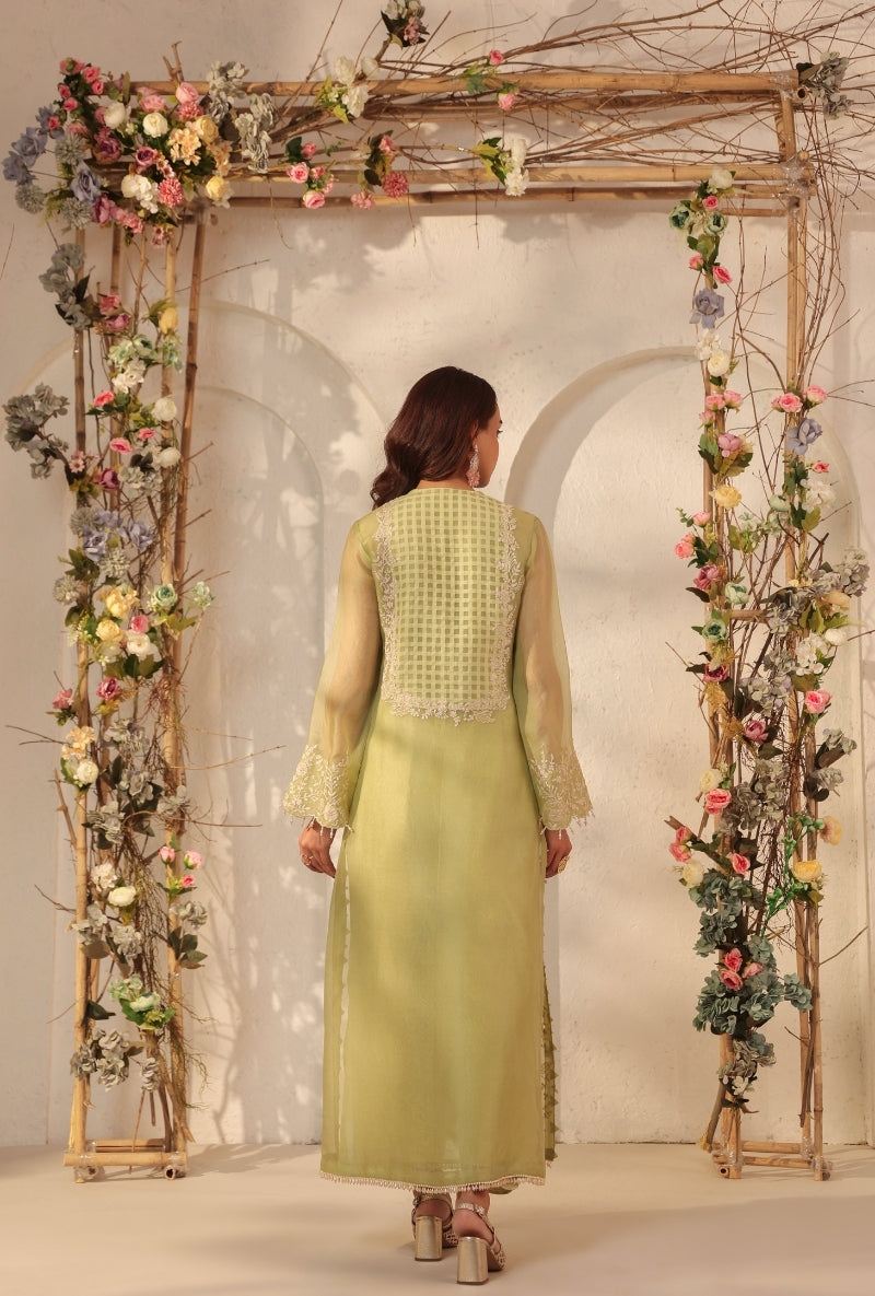 Green Heavy Jaal Saaz Kurta Set