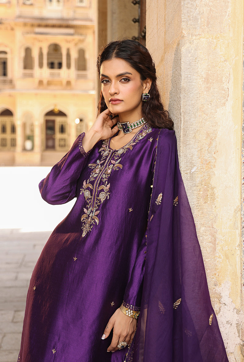 Purple Heavy Long Raag Kurta Set