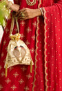 Beige Parrot Embroidery Potli
