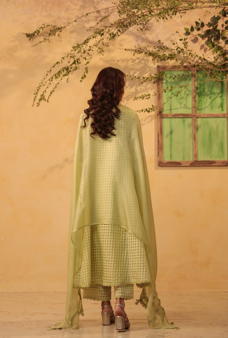 Green Panelled Saaz Kalidaar Kurta Set