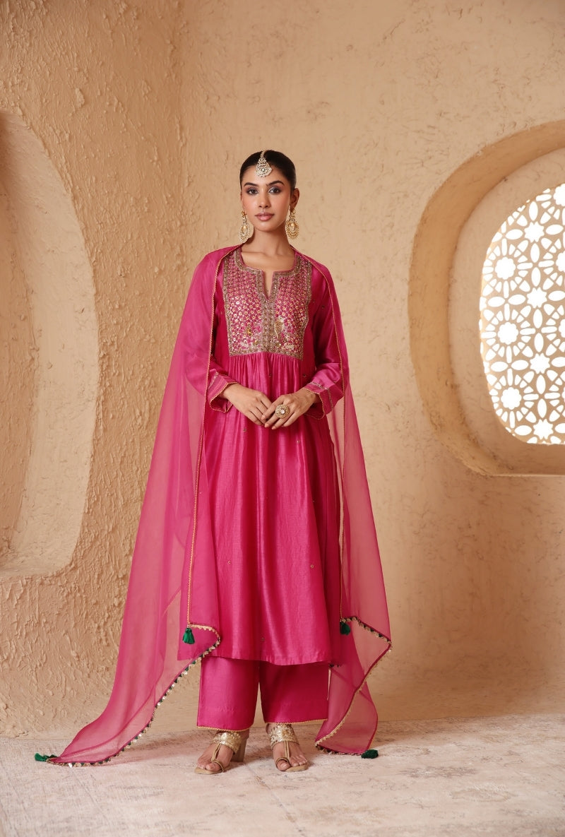 Pink Frockstyle Nihira Kurta Set